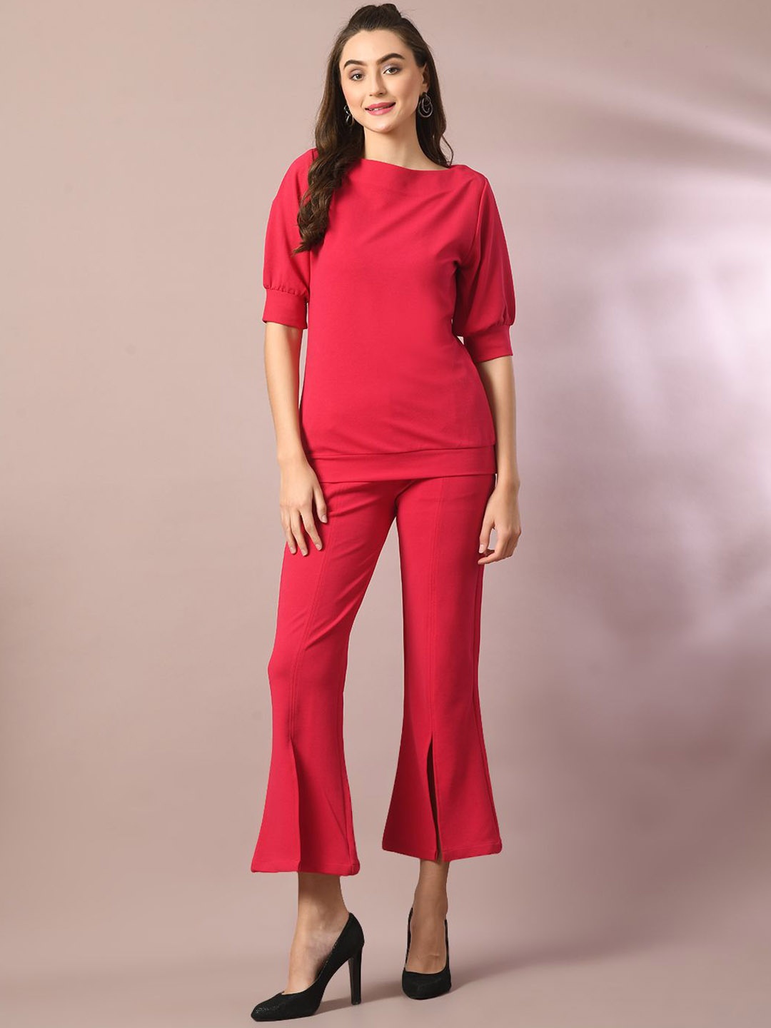 

Roadster Flared-Fit Parallel Bootcut Trousers, Pink