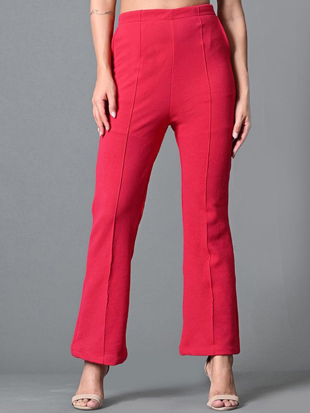

The Roadster Lifestyle Co Women Flared-Fit Parallel Bootcut Trousers, Pink