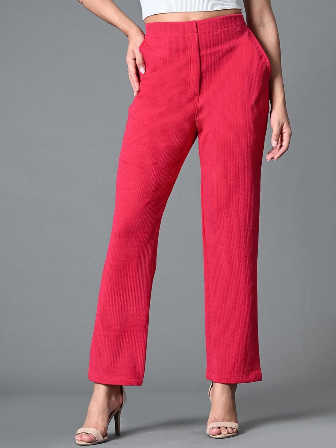

The Roadster Lifestyle Co Women Straight-Fit Regular Trousers, Pink