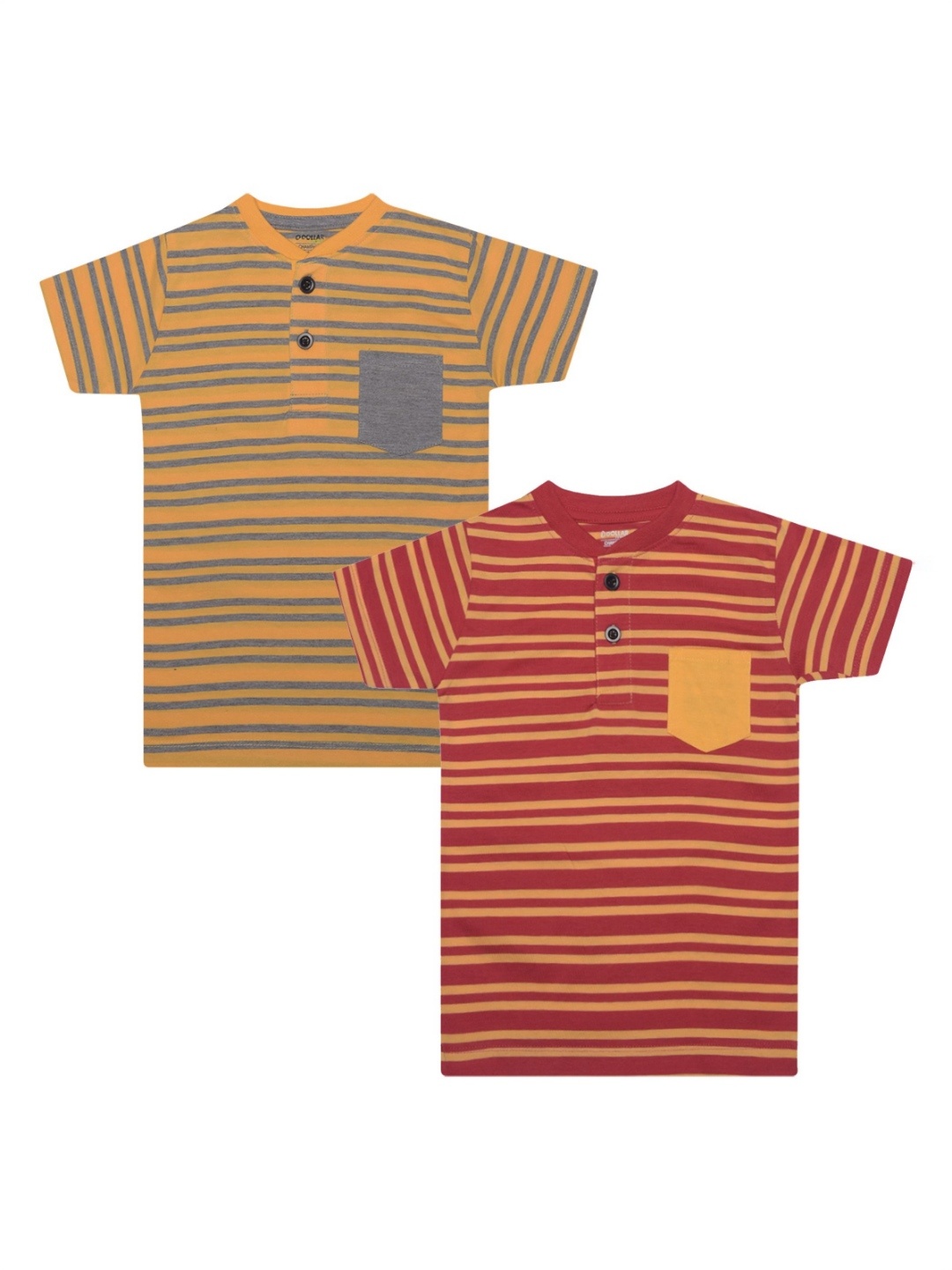 

Dollar Champion Kidswear Boys Pack Of 2 Striped V-Neck Cotton T-Shirt, Yellow