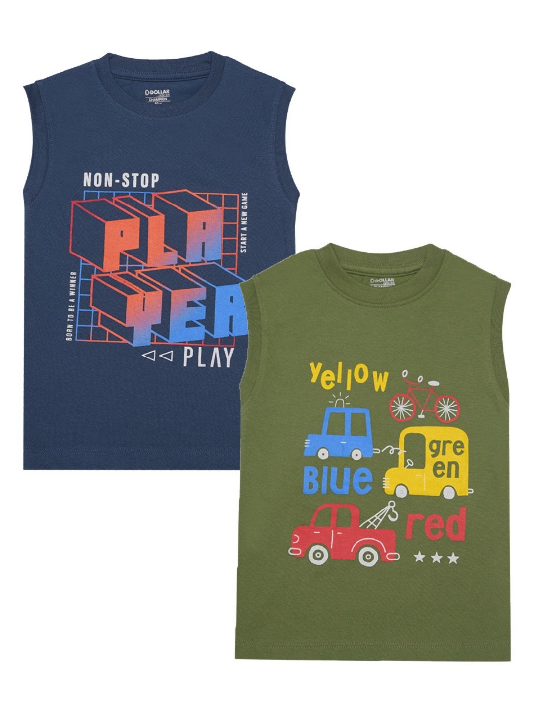 Dollar Champion Kidswear Boys Pack Of 2 Graphic Printed T-shirts, Navy blue