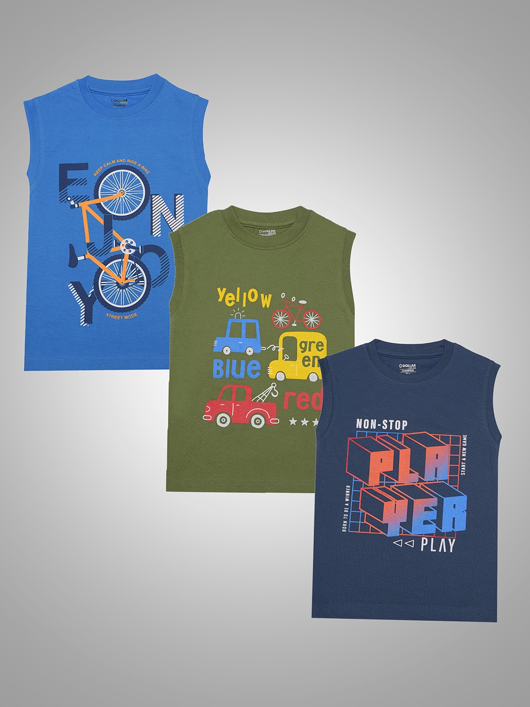 Dollar Champion Kidswear Boys Pack Of 3 Printed T-shirt, Multi