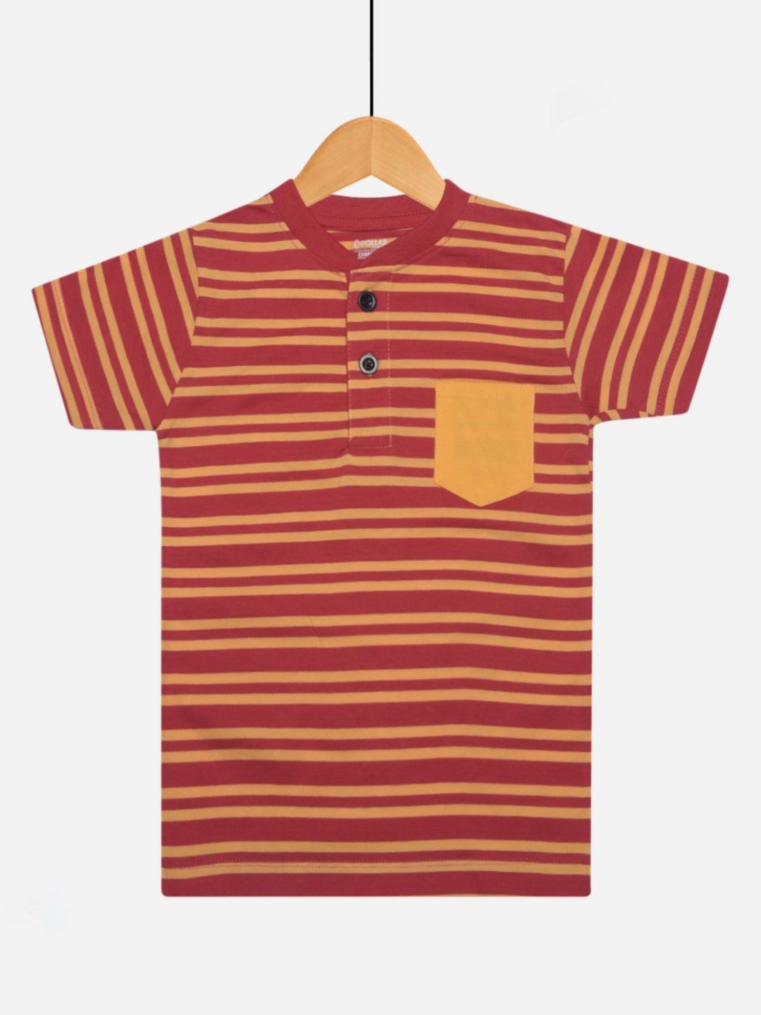 

Dollar Champion Kidswear Boys Striped Pockets T-shirt, Red