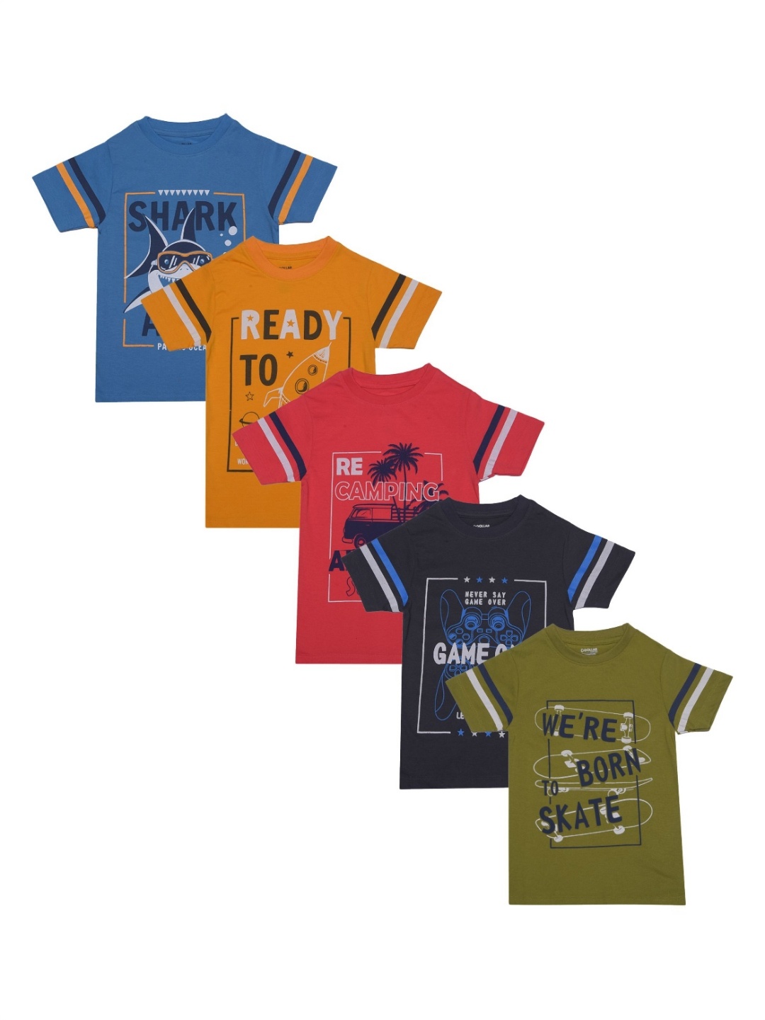 

Dollar Champion Kidswear Boys Pack Of 5 Graphic Printed T-shirt, Blue