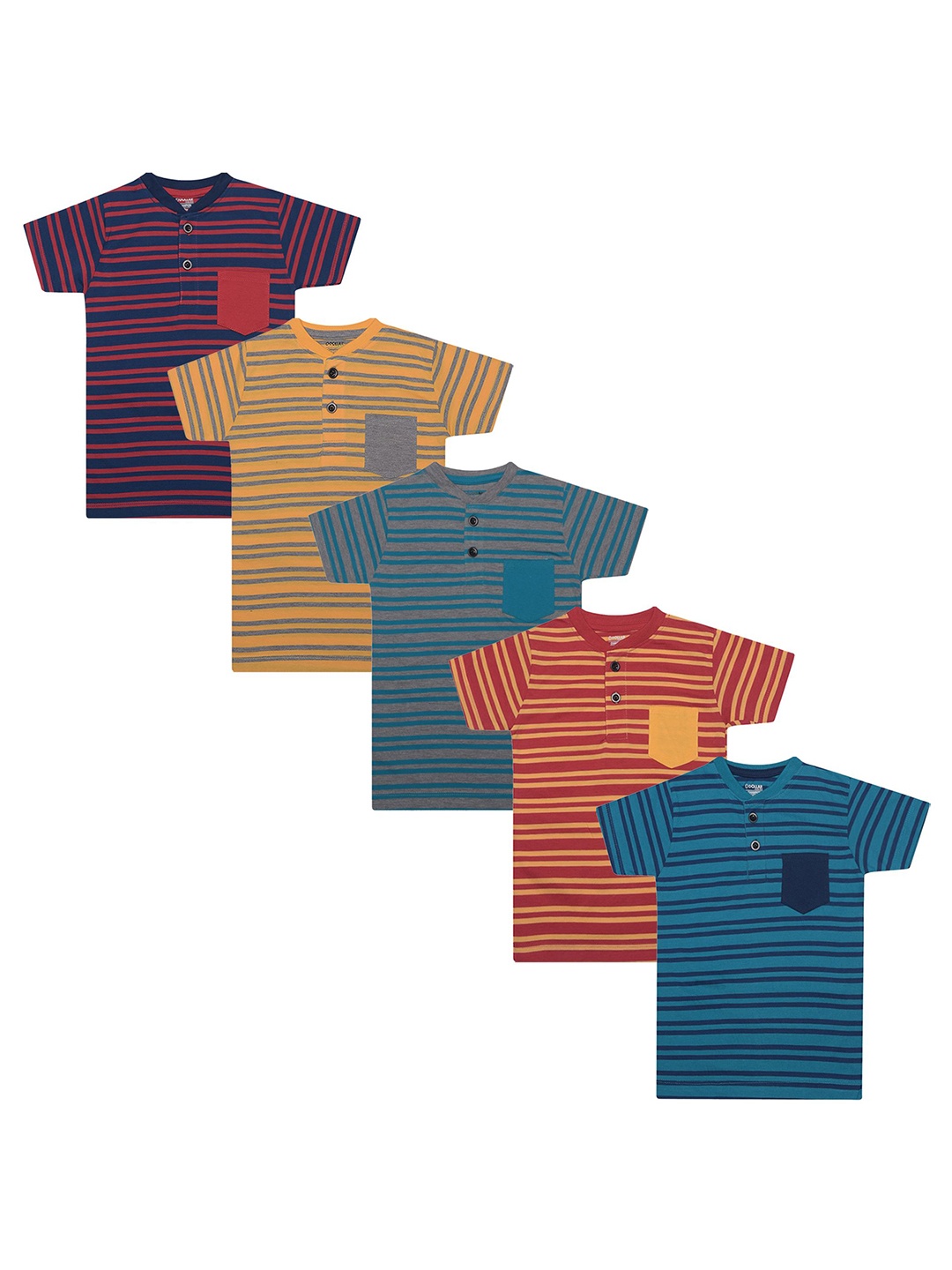

Dollar Champion Kidswear Boys 5 Striped Pockets T-shirt, Blue