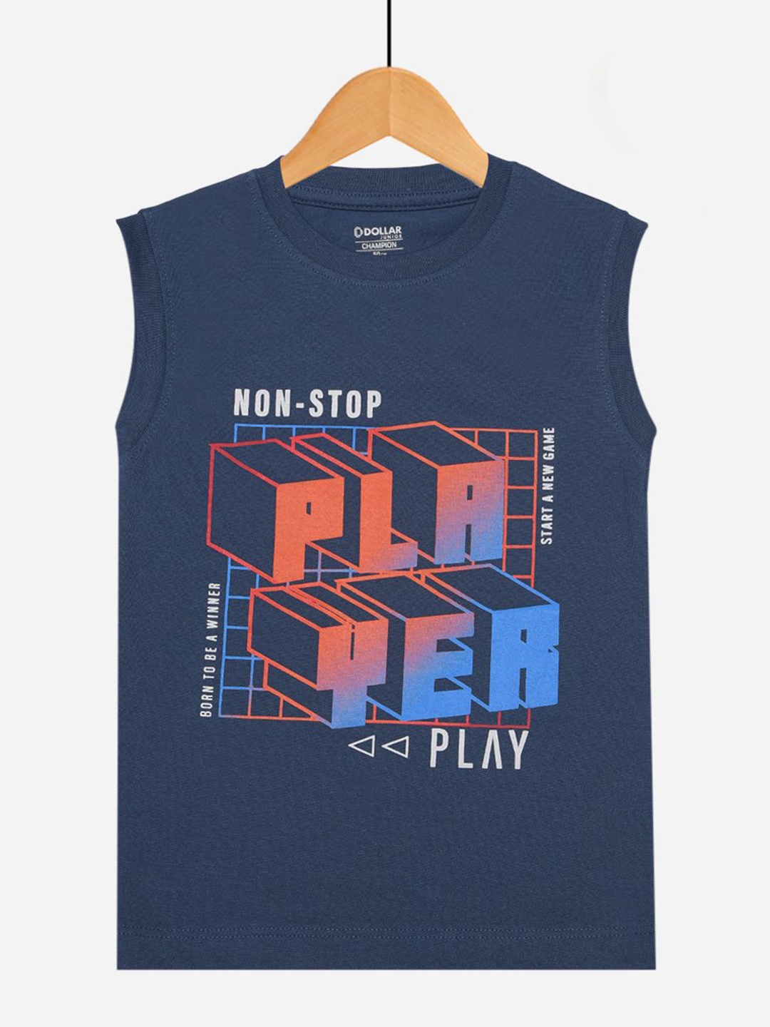 

Dollar Champion Kidswear Boys Typography Printed T-shirt, Navy blue