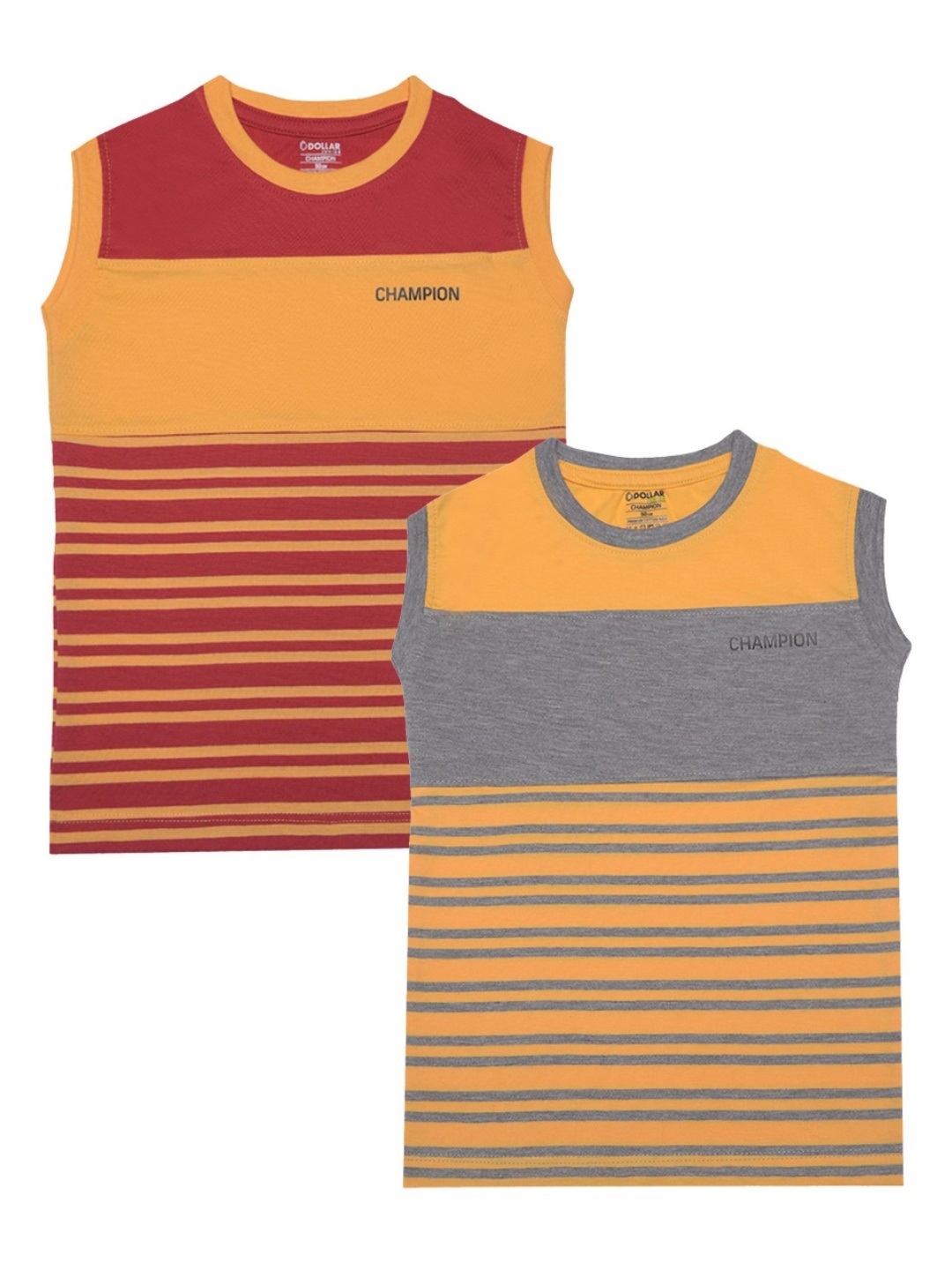 

Dollar Champion Kidswear Boys Pack Of 2 Striped T-shirts, Orange