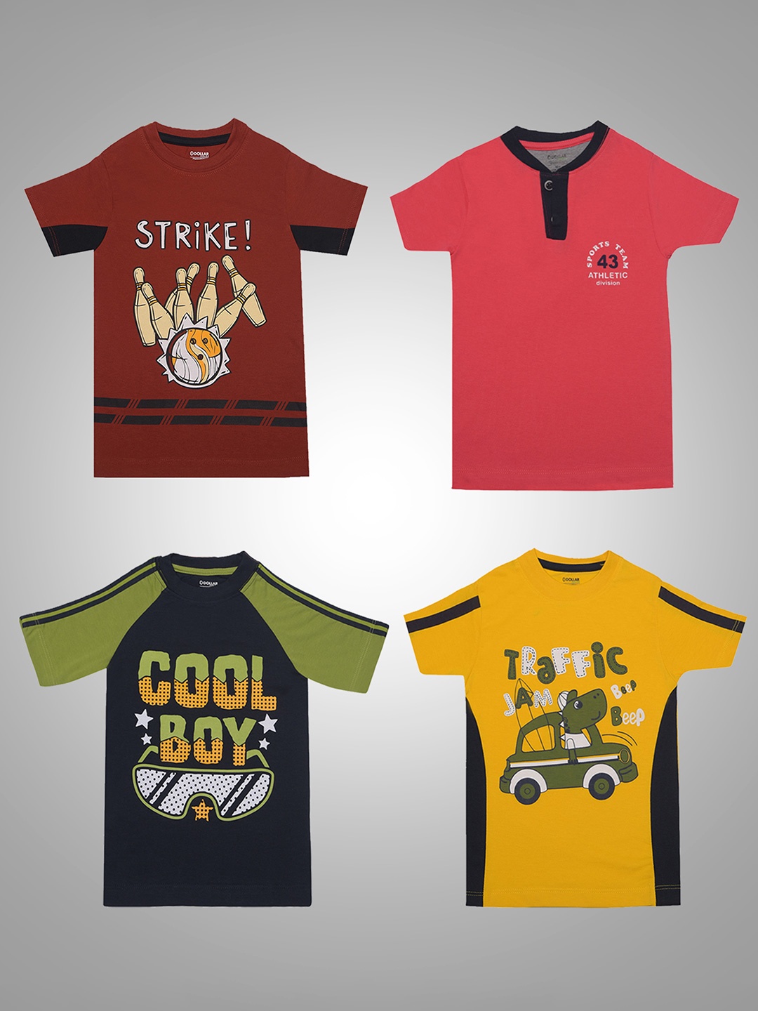 

Dollar Champion Kidswear Boys Pack Of 4 Printed T-shirt, Brown