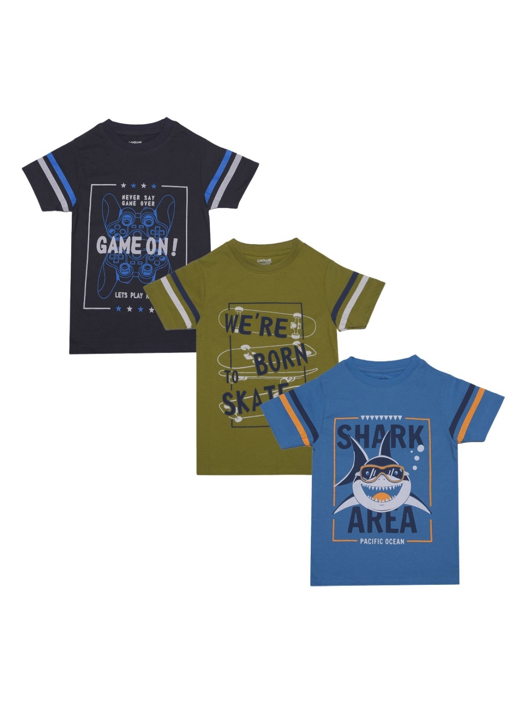 

Dollar Champion Kidswear Boys Pack Of 3 Typography Printed T-shirts, Assorted