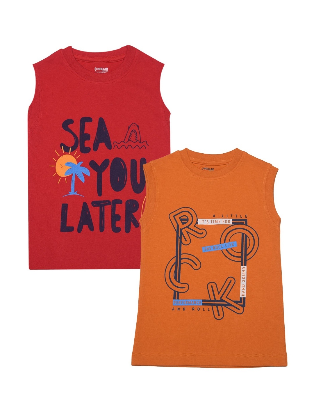

Dollar Champion Kidswear Boys Pack Of 2 Typography Printed T-shirt, Orange