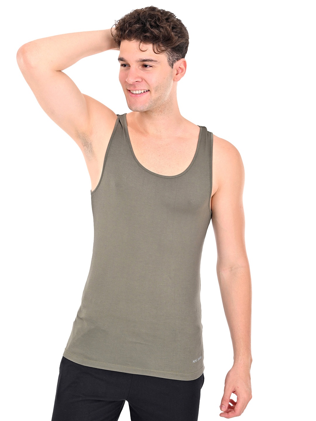 

Pepe Jeans Men Sleeveless Innerwear Vests OPV01-01N-DOL, Olive