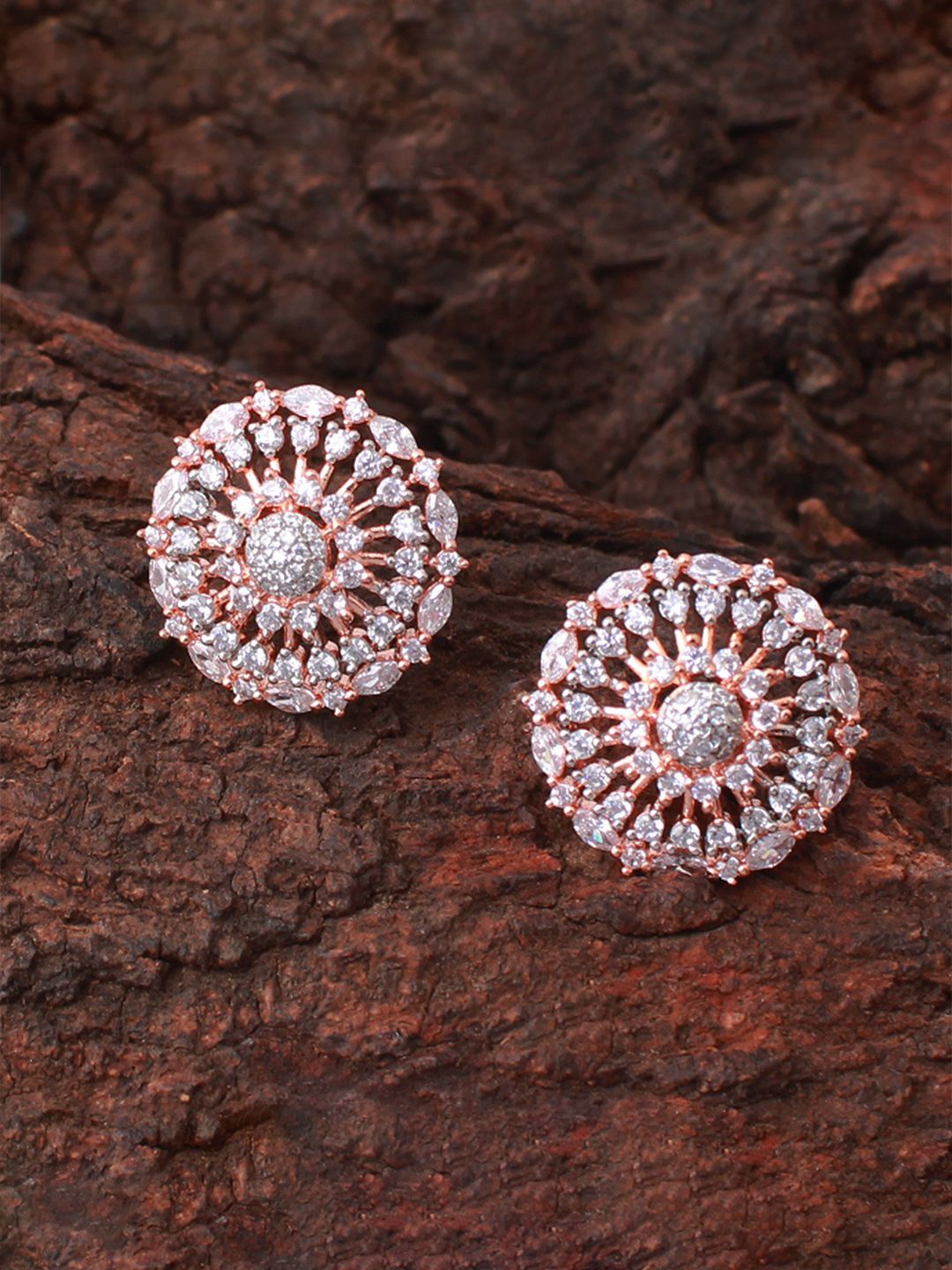 

Mirana Rose Gold Plated Cubic Zirconia Contemporary Stud Earrings