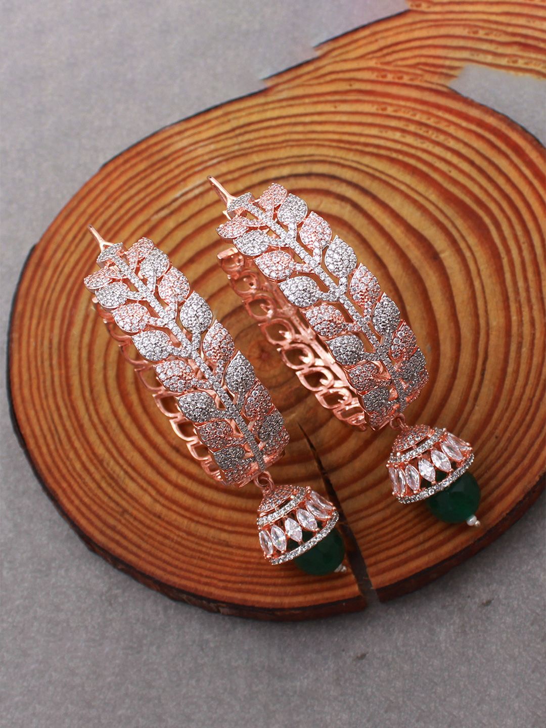 

Mirana Rose Gold Plated Contemporary Cubic Zirconia Half Hoop Earrings