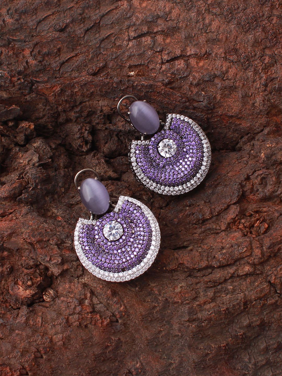 

Mirana Rhodium Plated AD Stone Studded Contemporary Drop Earrings, Silver