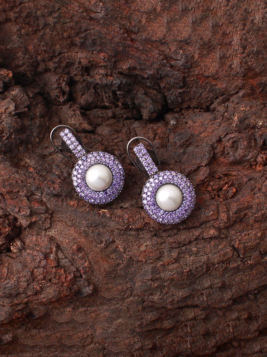 

Mirana Rhodium Plated AD Stone Studded Contemporary Studs Earrings, Silver