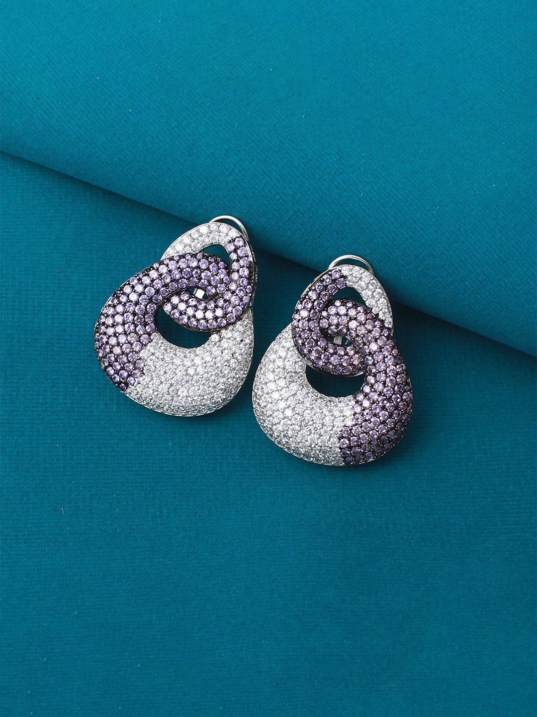 

Mirana Rhodium Plated Cubic Zirconia Contemporary Stud Earrings, Silver