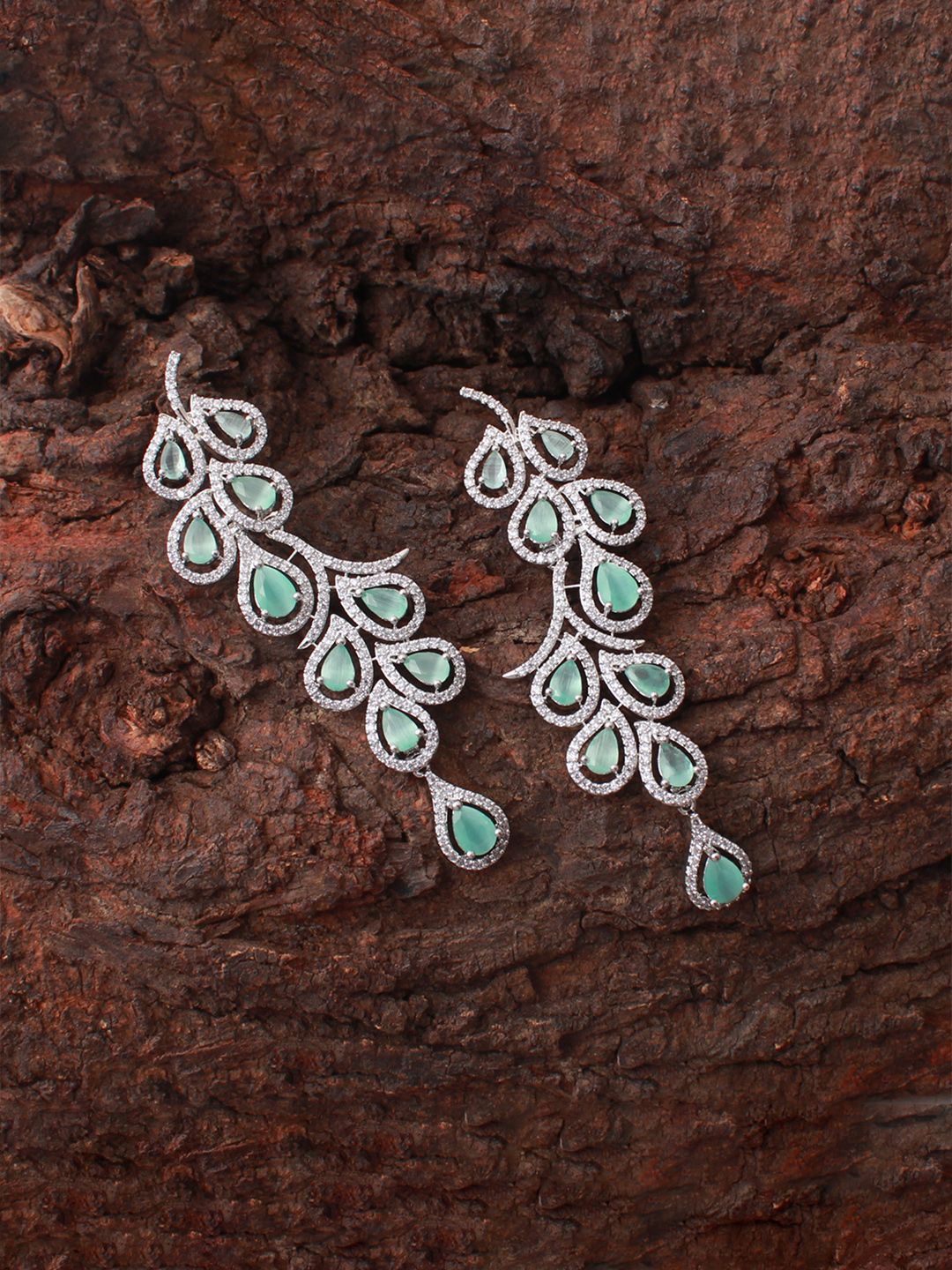 

Mirana Rhodium Plated Cubic Zirconia Contemporary Drop Earrings, Silver