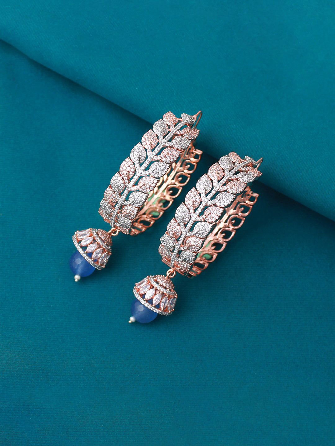 

Mirana Rose Gold Plated Cubic Zirconia Contemporary Hoop Earrings