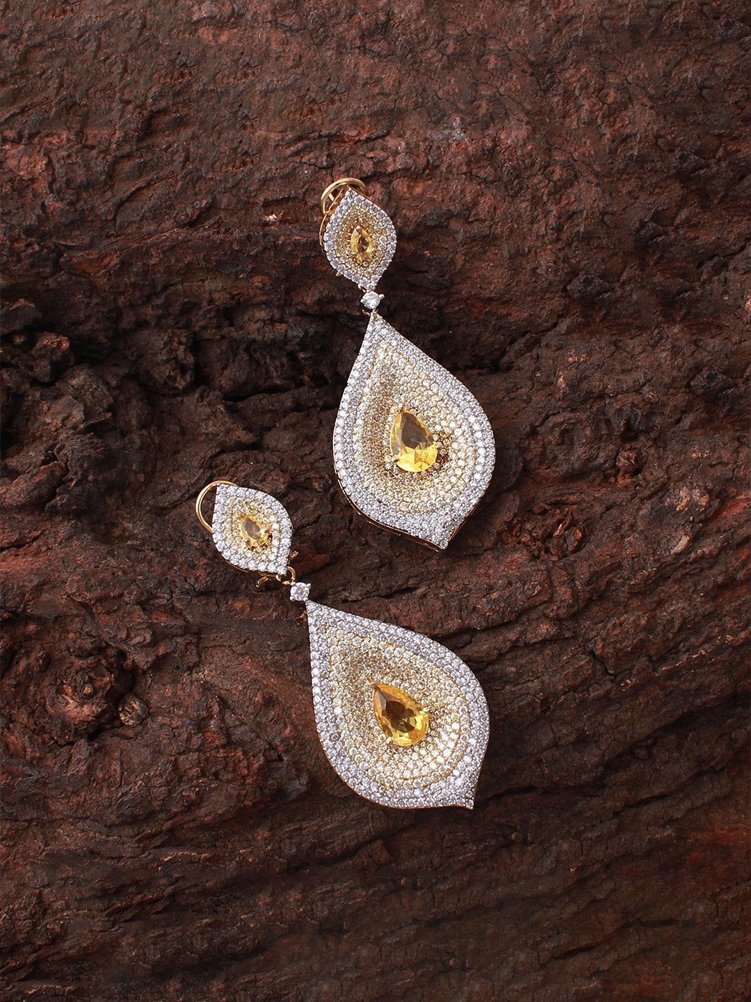 

Mirana Gold Plated Cubic Zirconia Contemporary Drop Earrings