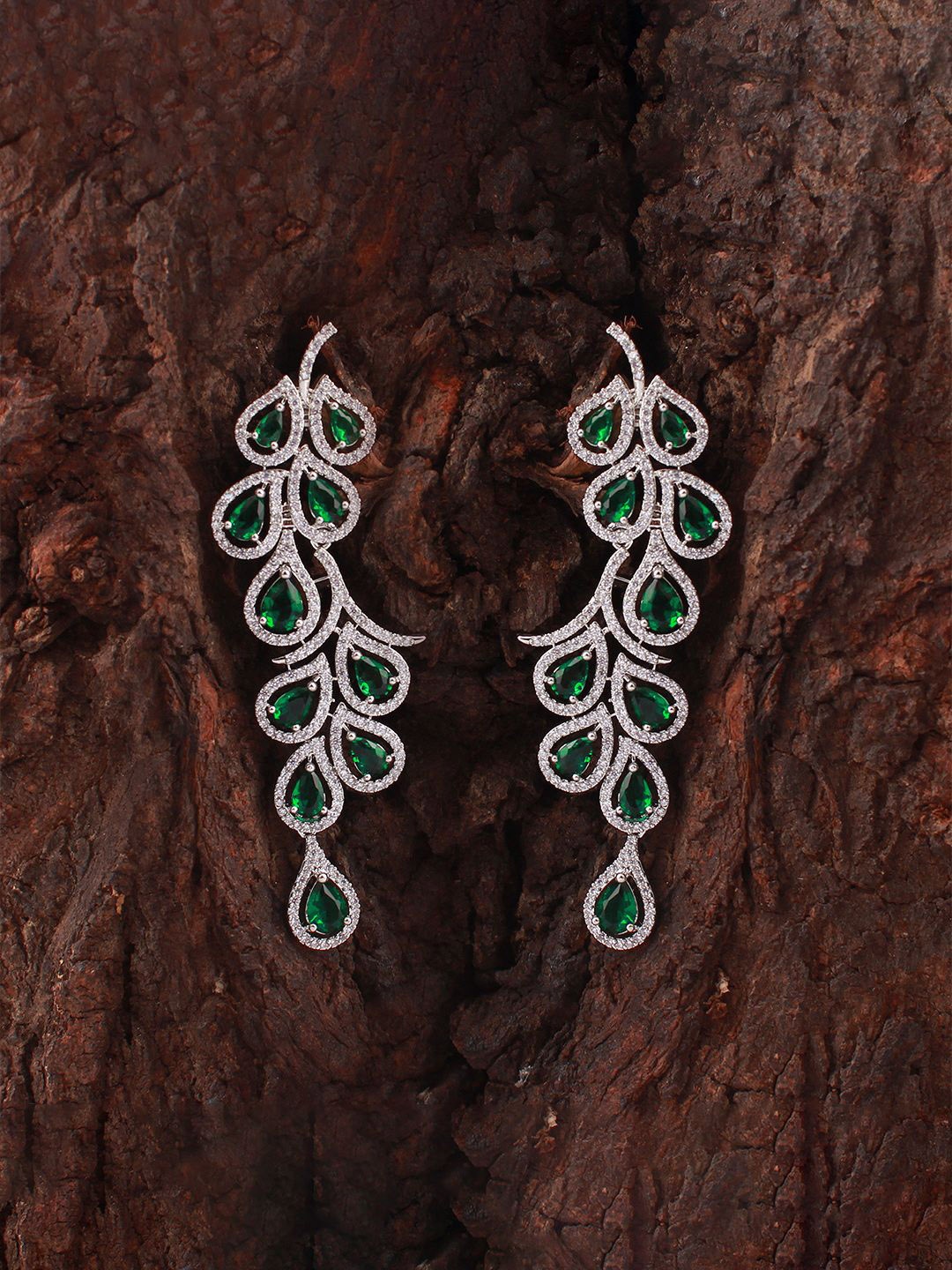 

Mirana Rhodium Plated Cubic Zirconia Contemporary Drop Earrings, Silver