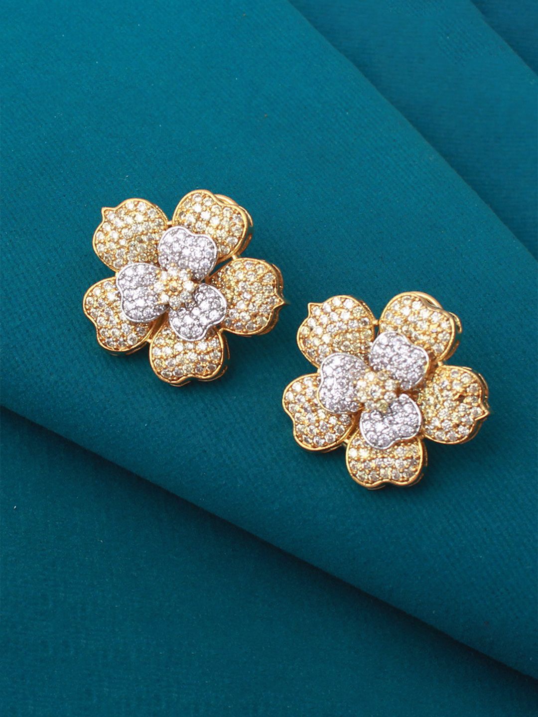 

Mirana Gold Plated Cubic Zirconia Floral Stud Earrings