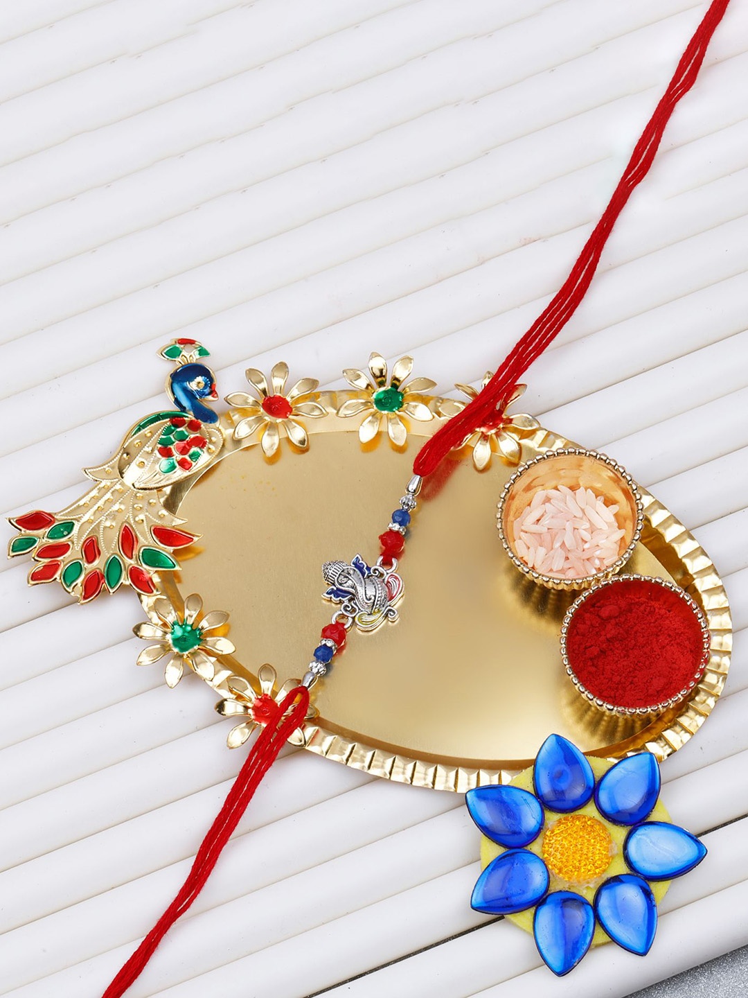 

Silver Shine Wraparound Rakhi, Red