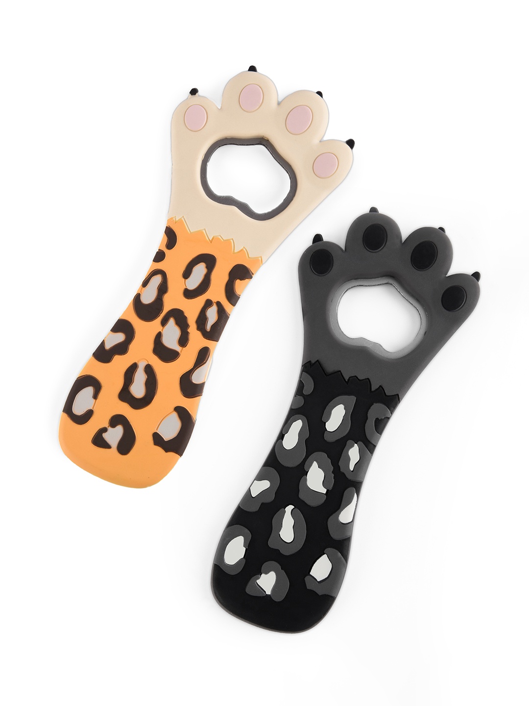 

COMICSENSE Black & White 2 Pieces Printed Cat Paw Shape Bottle Openers