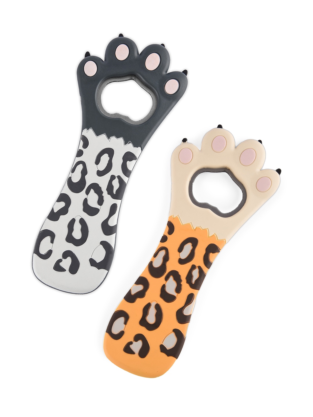 

COMICSENSE Grey & Orange 2 Pieces Printed Cat Paw Shape Bottle Openers