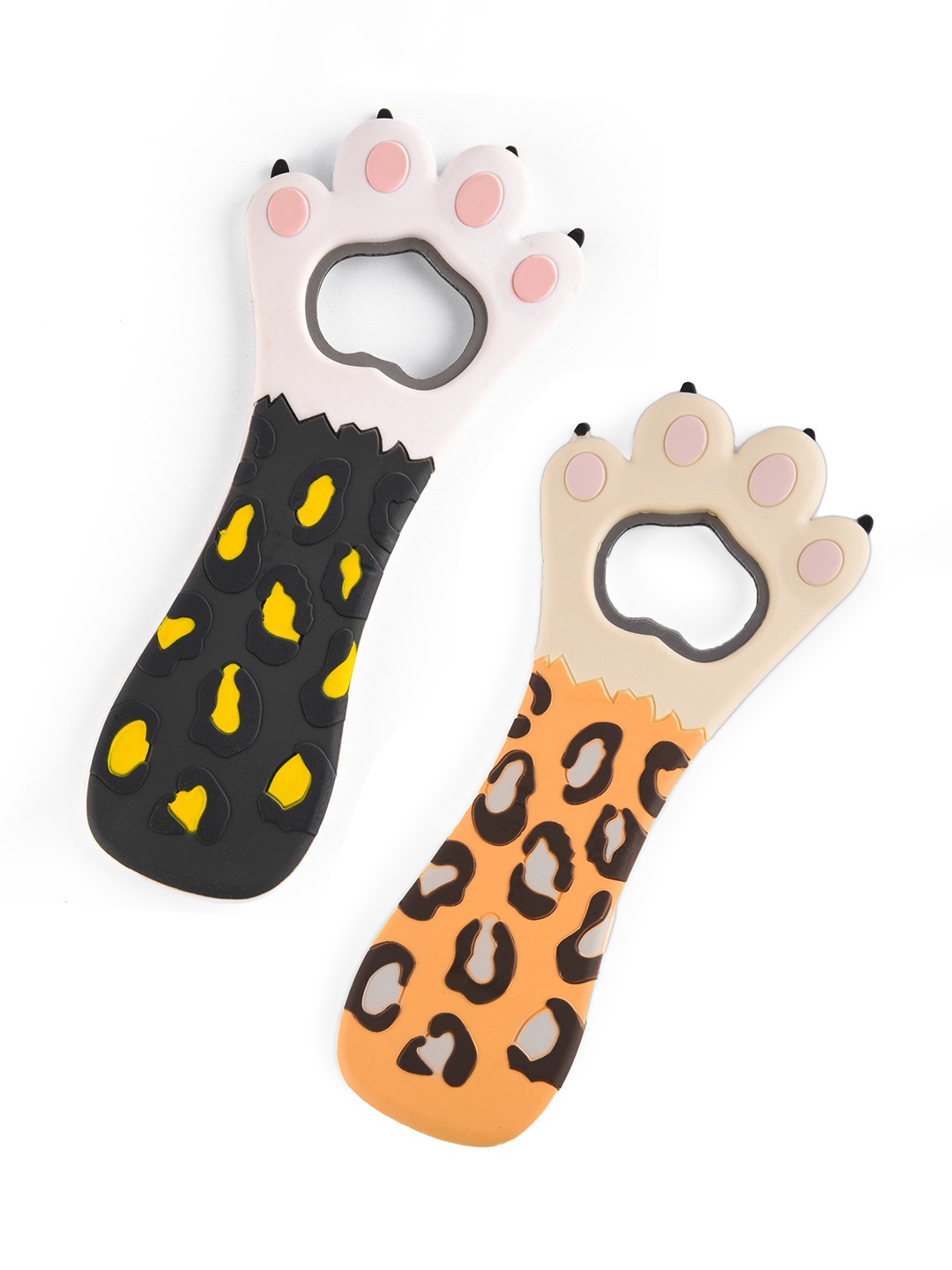 

COMICSENSE Yellow & Orange 2 Pieces Printed Cat Paw Shape Bottle Openers