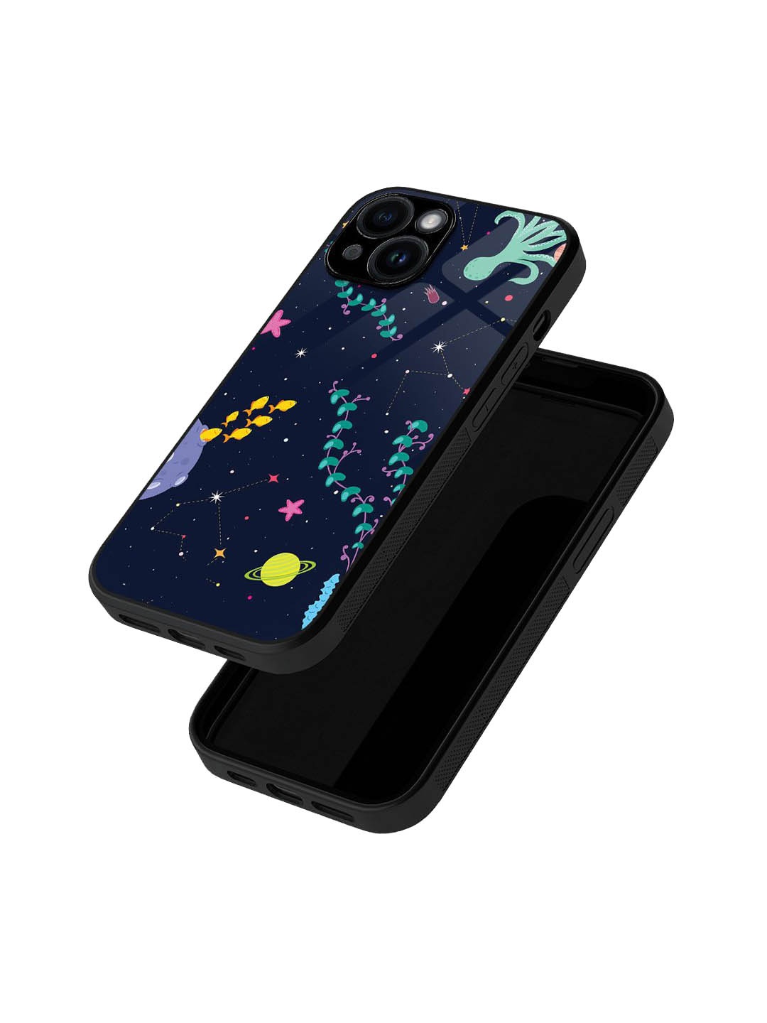 

macmerise Abstract Printed iPhone 15 Back Case Mobile Accessories, Black