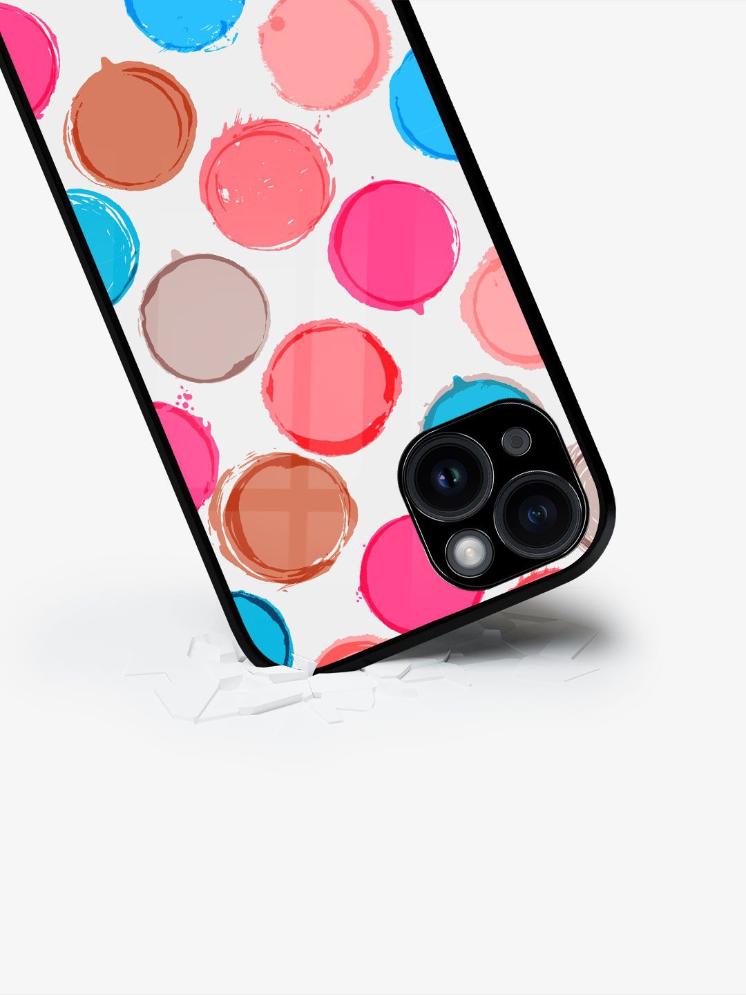 

macmerise Geometric Printed iPhone 15 Plus Back Case Mobile Accessories, White