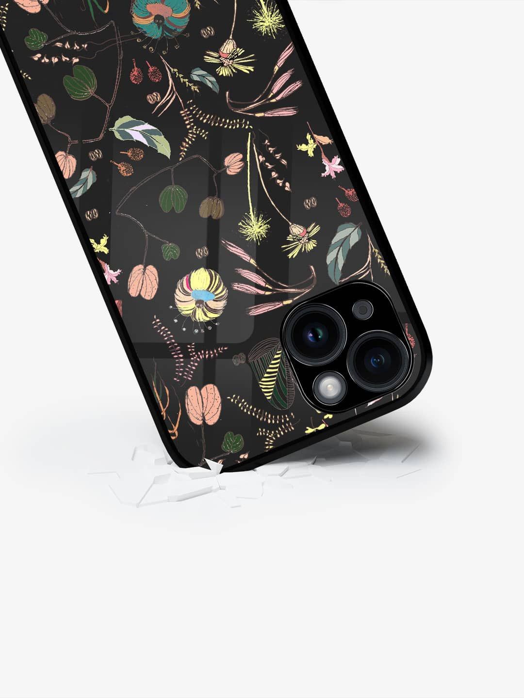 

macmerise Floral Printed iPhone 15 Plus Back Case Mobile Accessories, Black