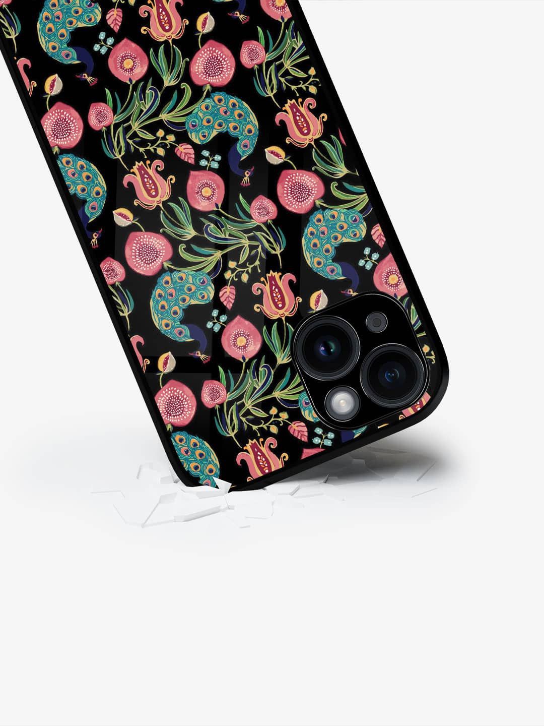 

macmerise Floral Printed iPhone 15 Back Case Mobile Accessories, Black