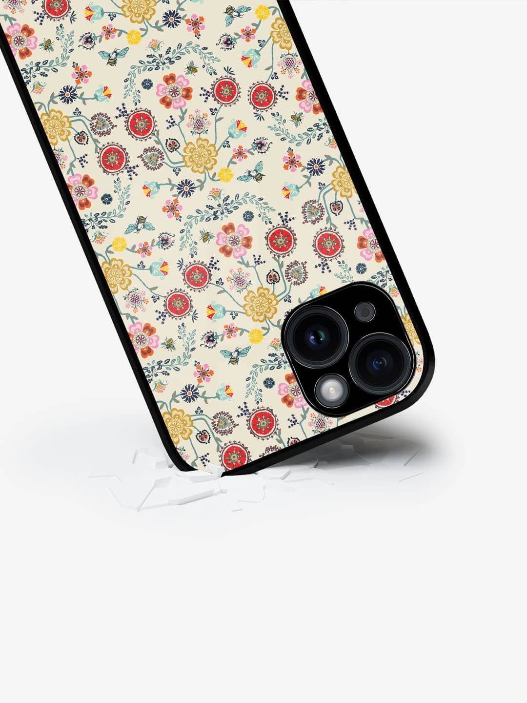 

macmerise Floral Printed iPhone 15 Plus Back Case Mobile Accessories, Pink