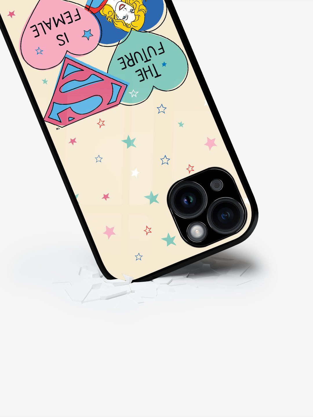 

macmerise Superhero Printed iPhone 15 Plus Back Case Mobile Accessories, Cream