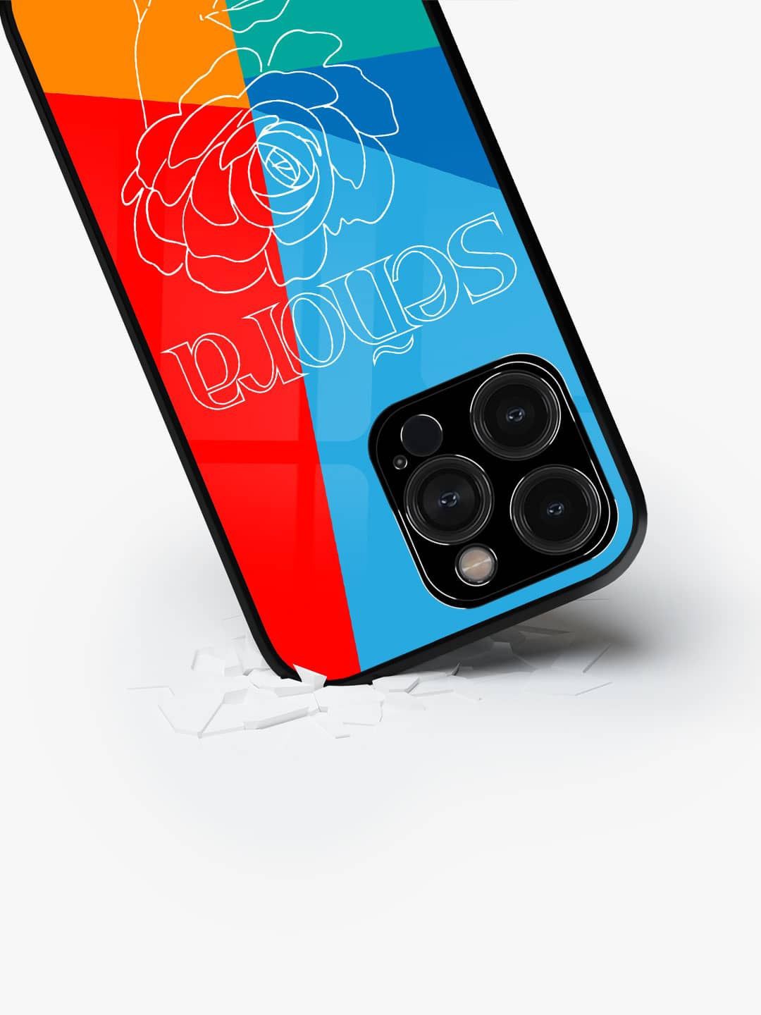 

macmerise Floral Printed iPhone 15 Pro Back Case Mobile Accessories, Blue