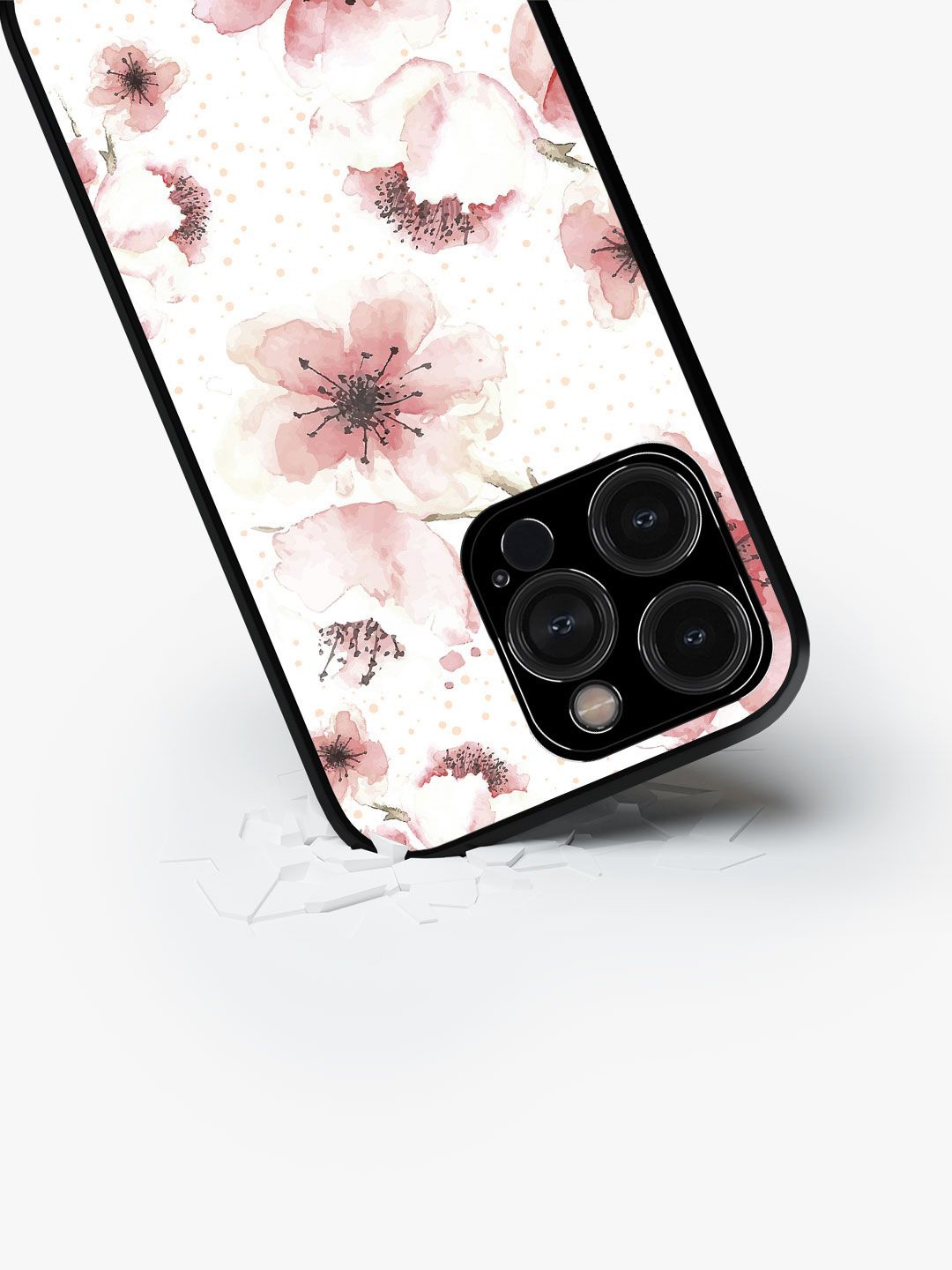 

macmerise Floral Printed iPhone 15 Pro Back Case Mobile Accessories, White
