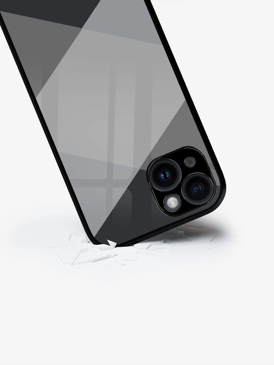 

macmerise Geometric Printed iPhone 15 Plus Back Case Mobile Accessories, Grey