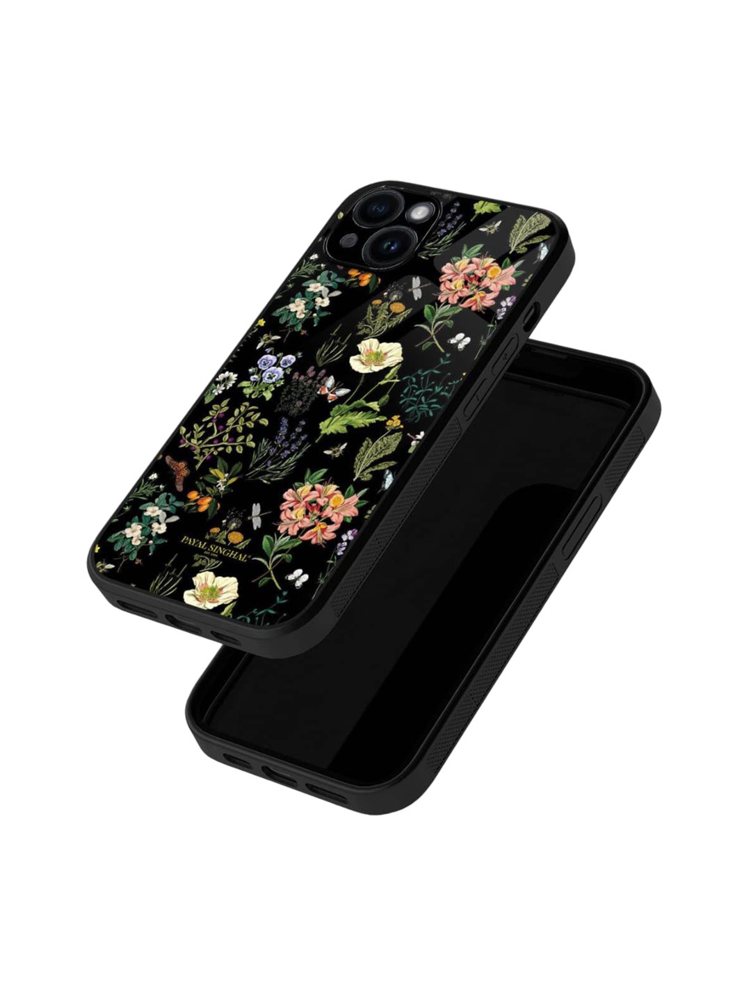 

macmerise Floral Printed iPhone 15 Plus Back Case Mobile Accessories, Black