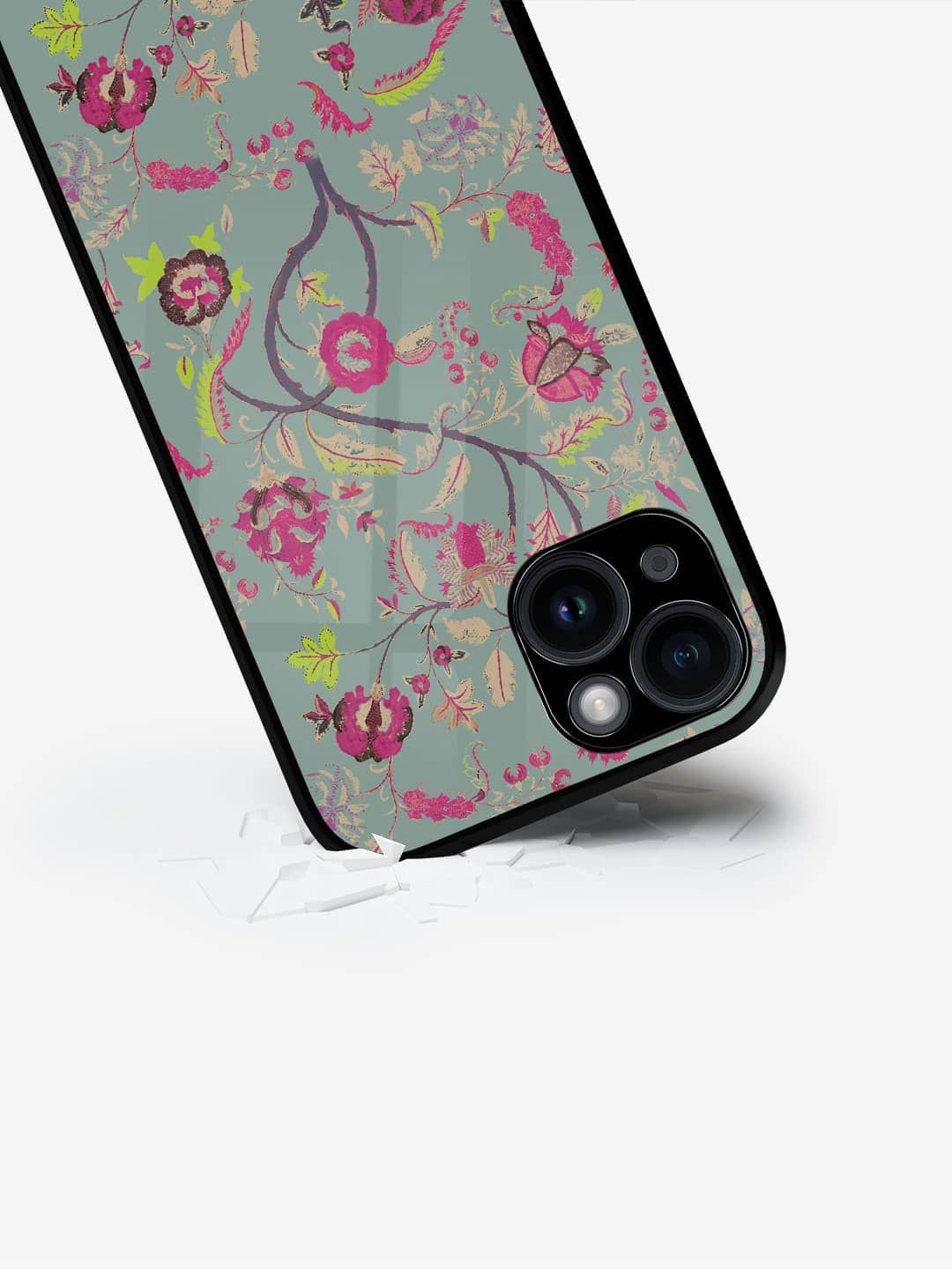 

macmerise Floral Printed iPhone 15 Back Case Mobile Accessories, Grey