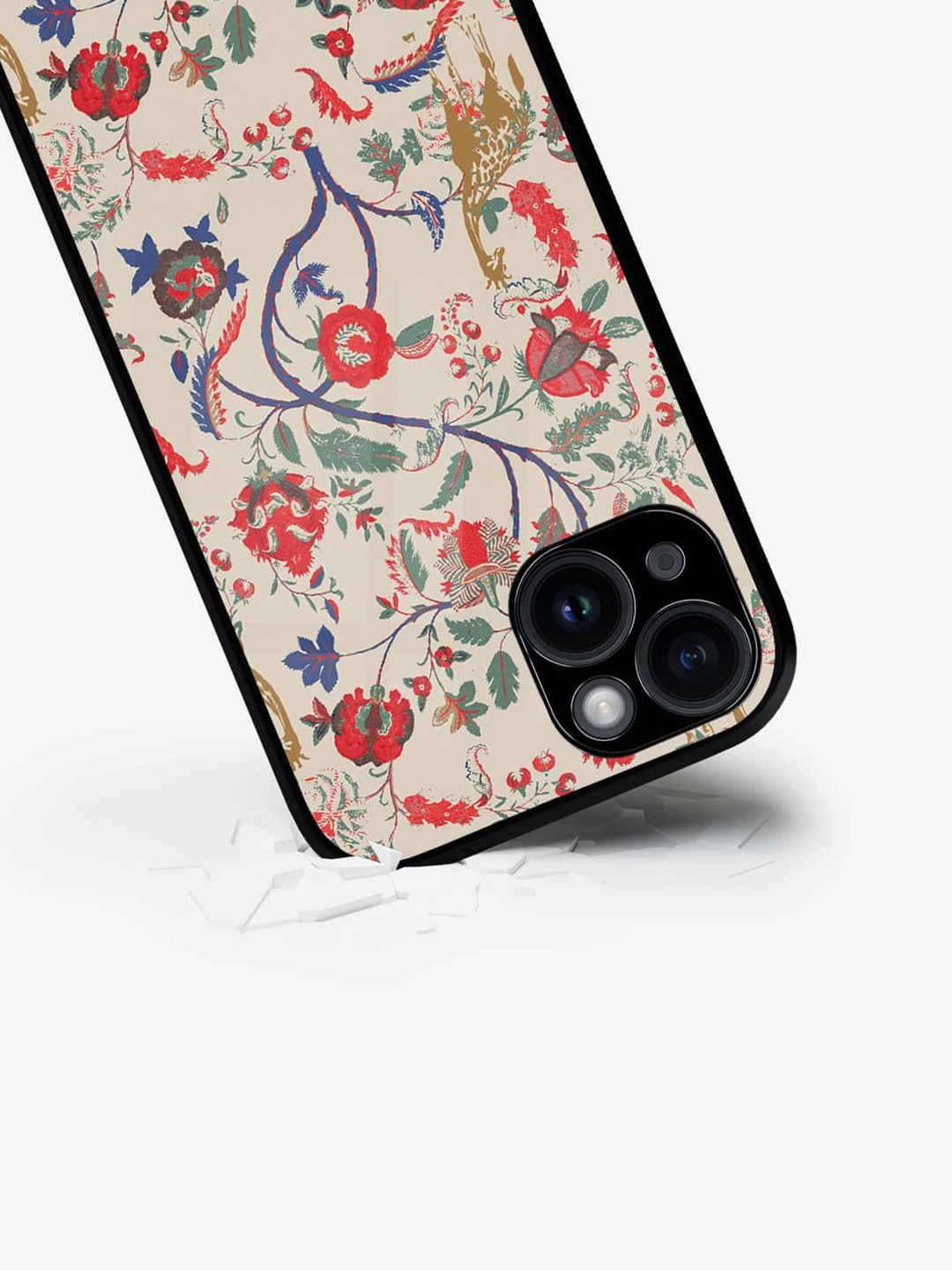 

macmerise Floral Printed iPhone 15 Plus Back Case Mobile Accessories, Beige