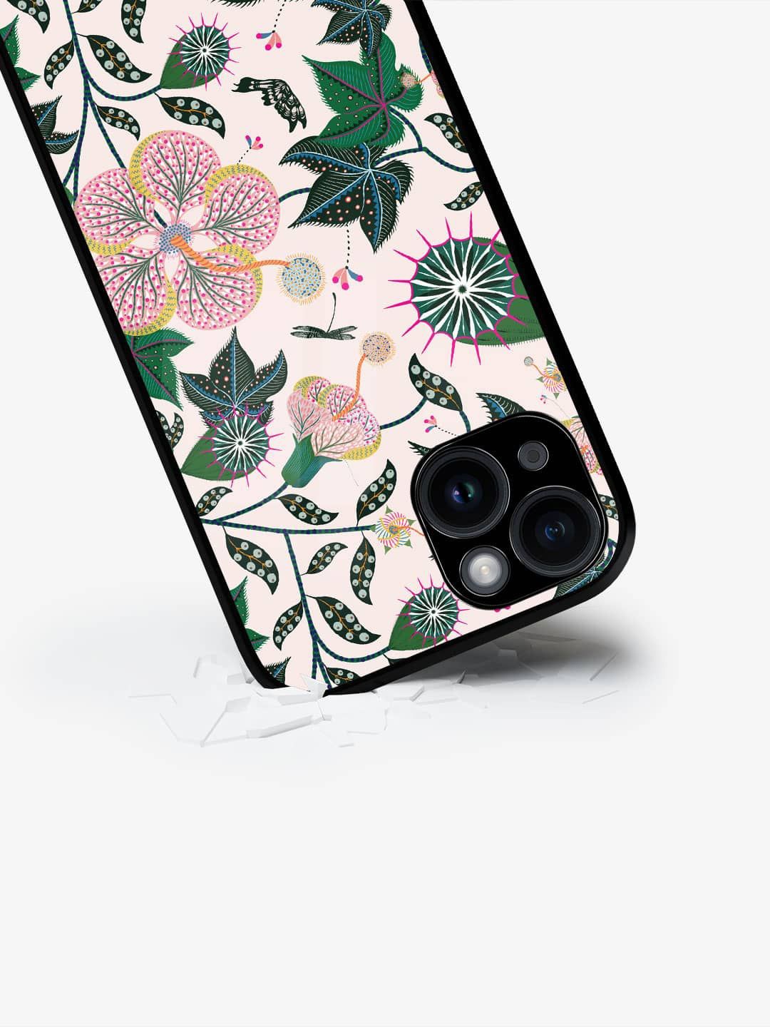 

macmerise Floral Printed iPhone 15 Back Case Mobile Accessories, Pink