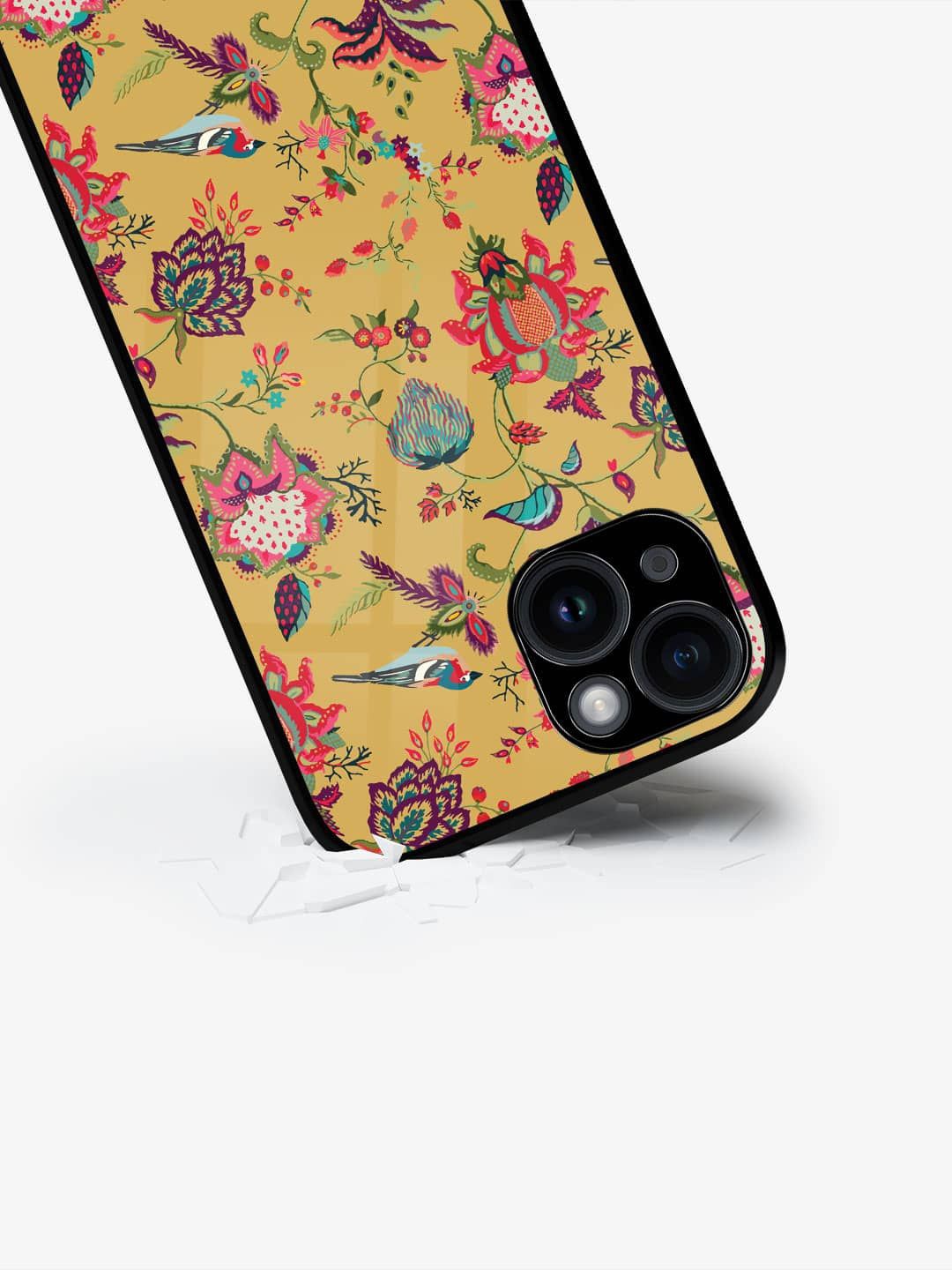 

macmerise Floral Printed iPhone 15 Back Case Mobile Accessories, Yellow