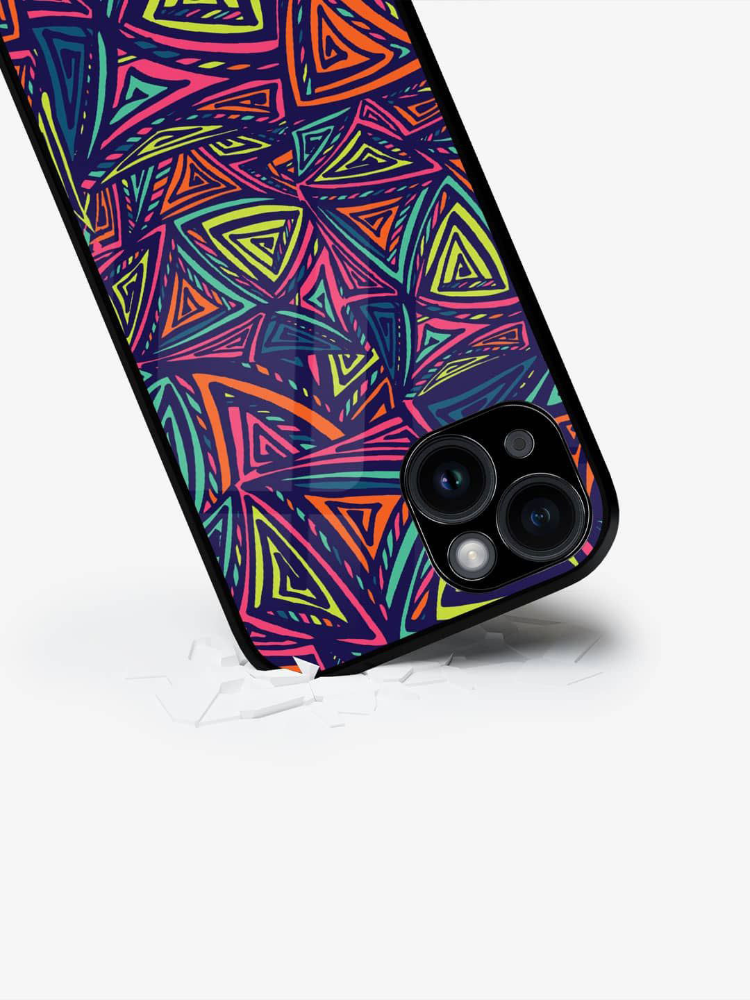 

macmerise Geometric Printed iPhone 15 Back Case Mobile Accessories, Pink