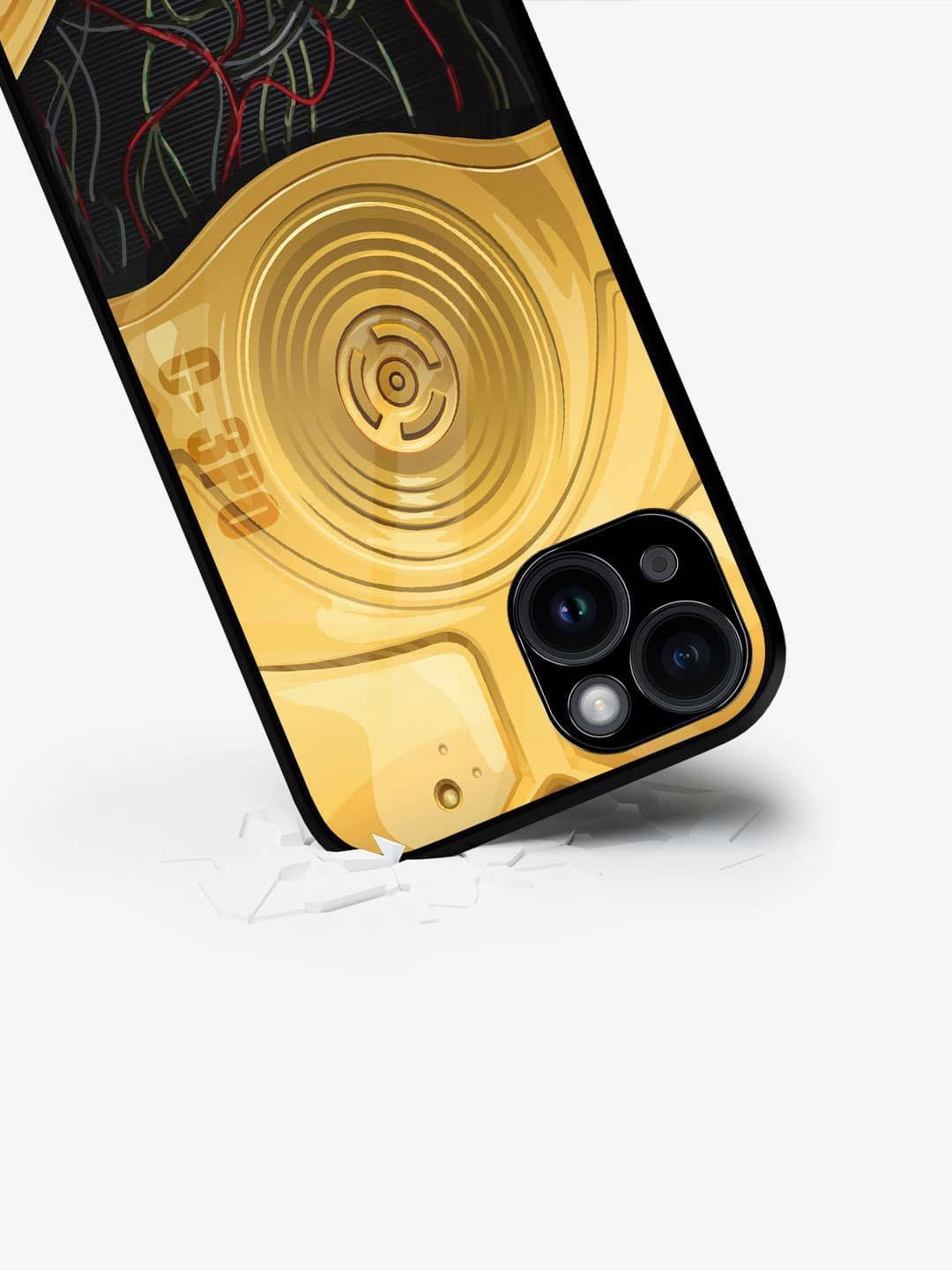 

macmerise Abstract Printed iPhone 15 Back Case Mobile Accessories, Gold