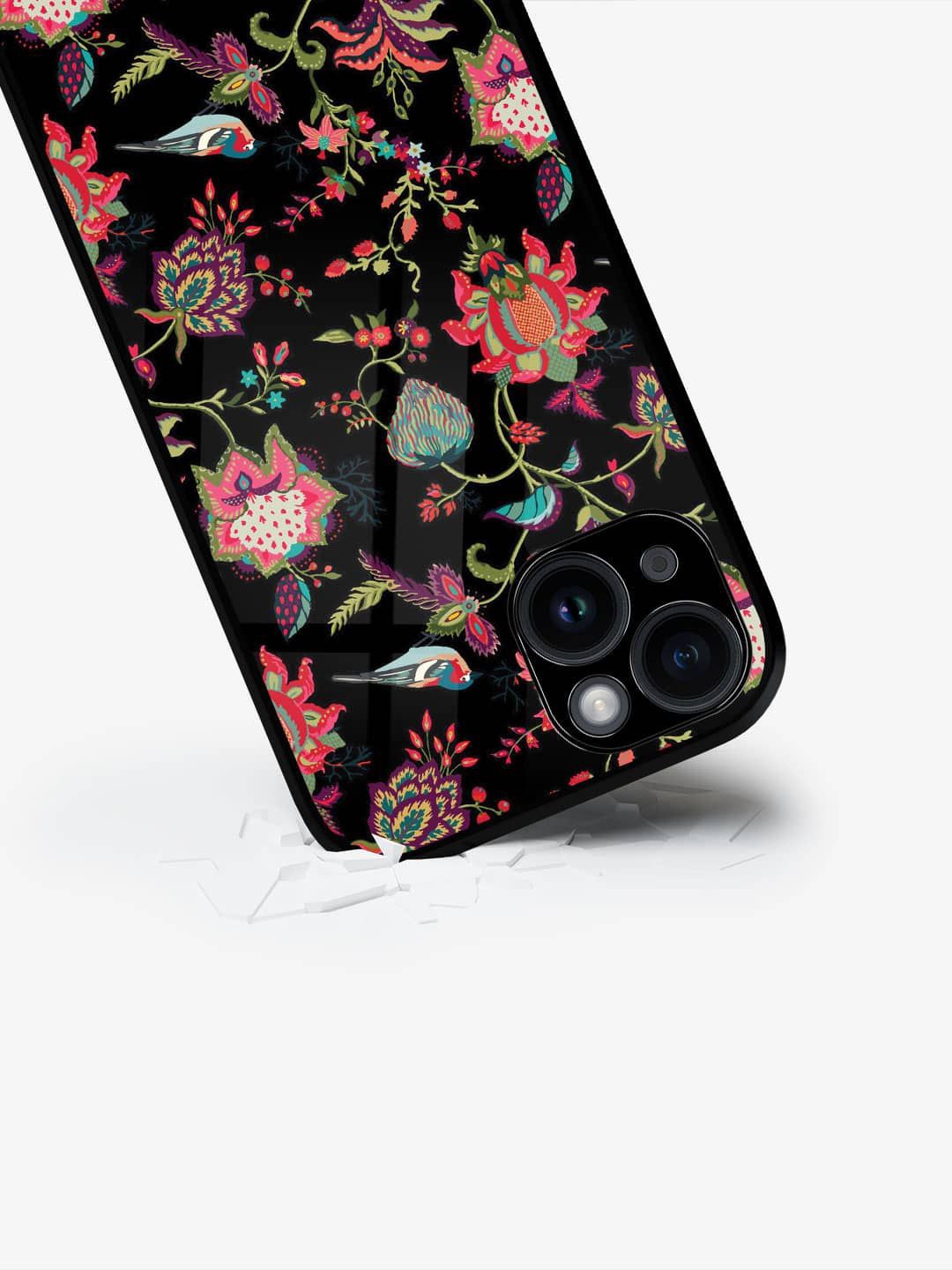

macmerise Floral Printed iPhone 15 Back Case Mobile Accessories, Black