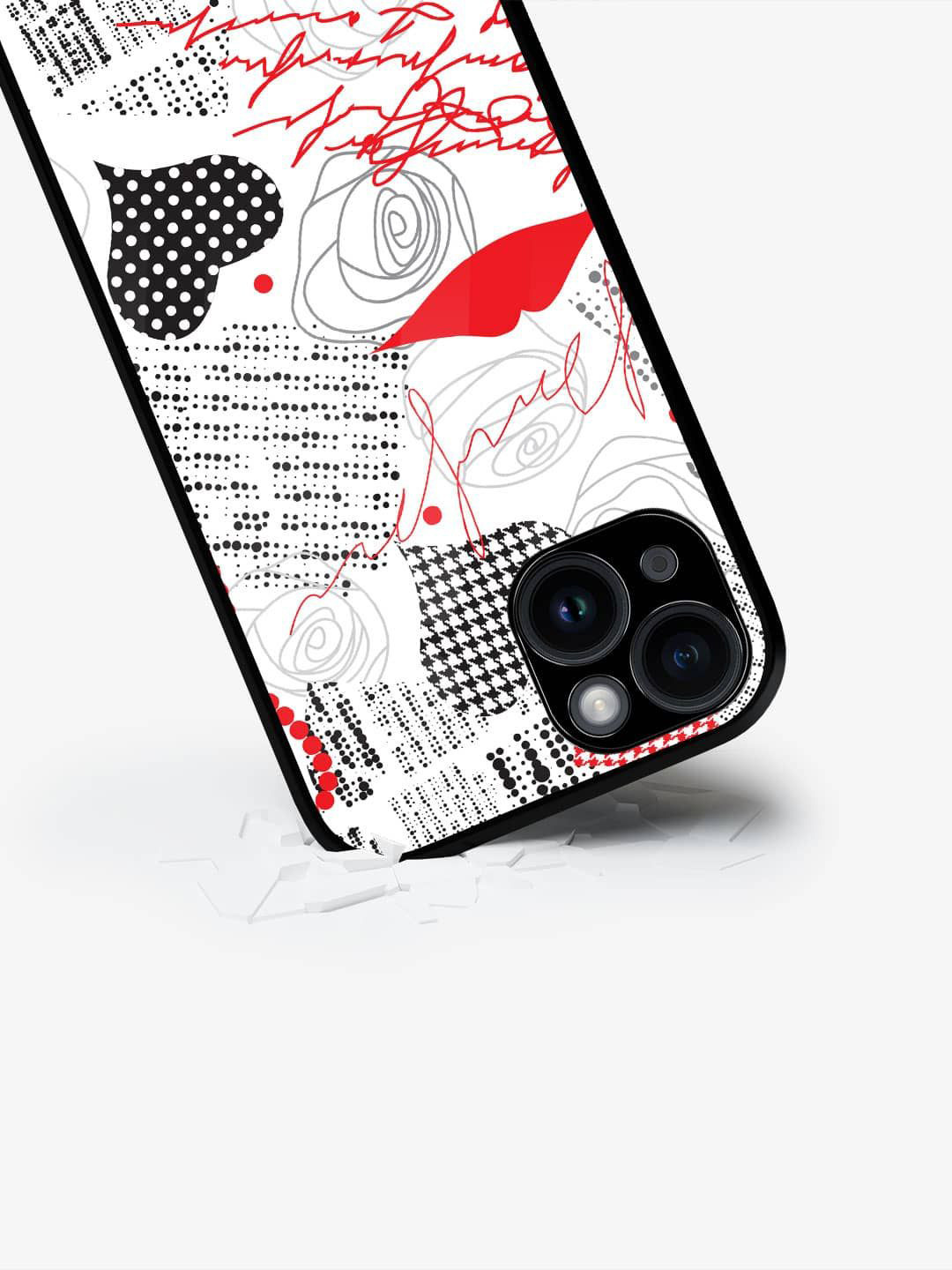 

macmerise Abstract Printed iPhone 15 Back Case Mobile Accessories, White