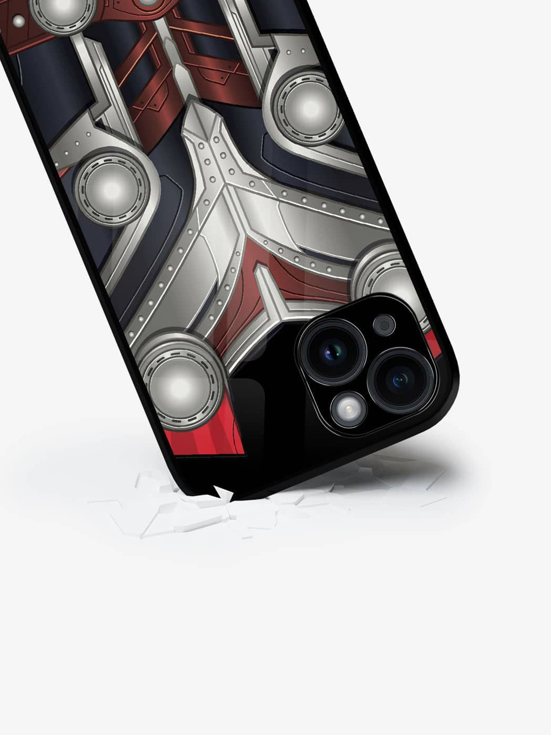 

macmerise Superhero Printed iPhone 15 Back Case Mobile Accessories, Red
