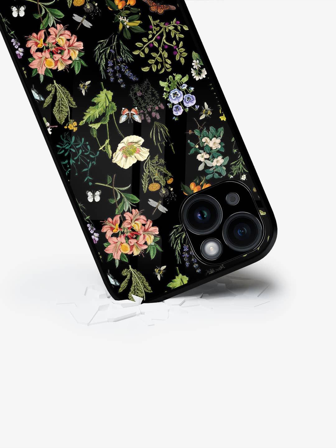 

macmerise Floral Printed iPhone 15 Back Case Mobile Accessories, Black