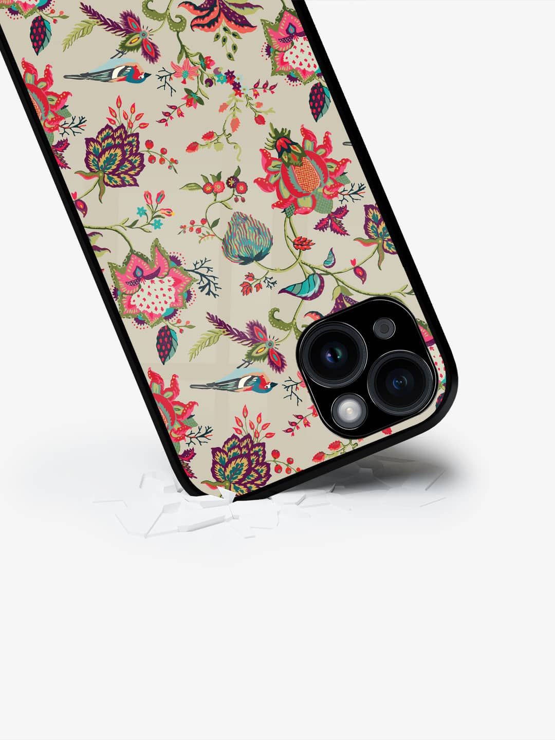 

macmerise Floral Printed iPhone 15 Back Case Mobile Accessories, Beige